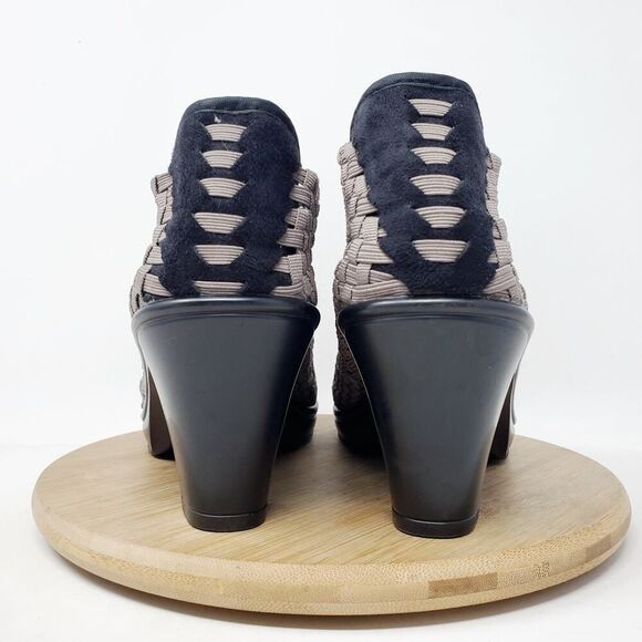 Bernie Mev Chesca Boots Womens 40 Grey Woven Ankle Bootie Woven Block Heel Shoe - Picture 8 of 10